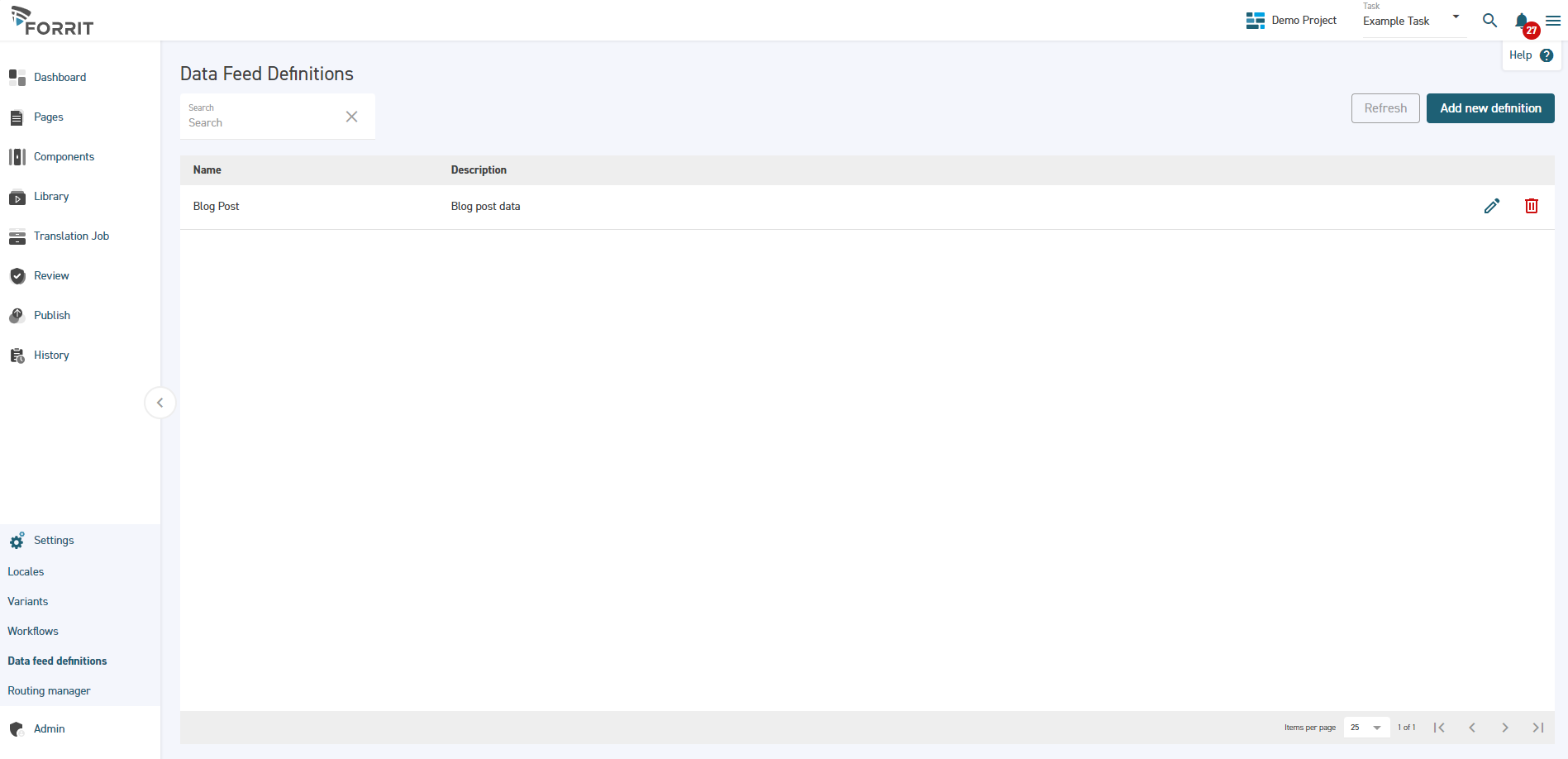 Data Feed Definitions